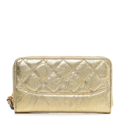 Chanel Metallic Aged Calfskin Quilted Small Gabrielle Zip Around Wallet Gold 1 of 9