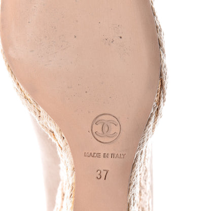 Chanel Suede Cap Toe CC Wedge Espadrilles 37 Grey Black 8 of 21