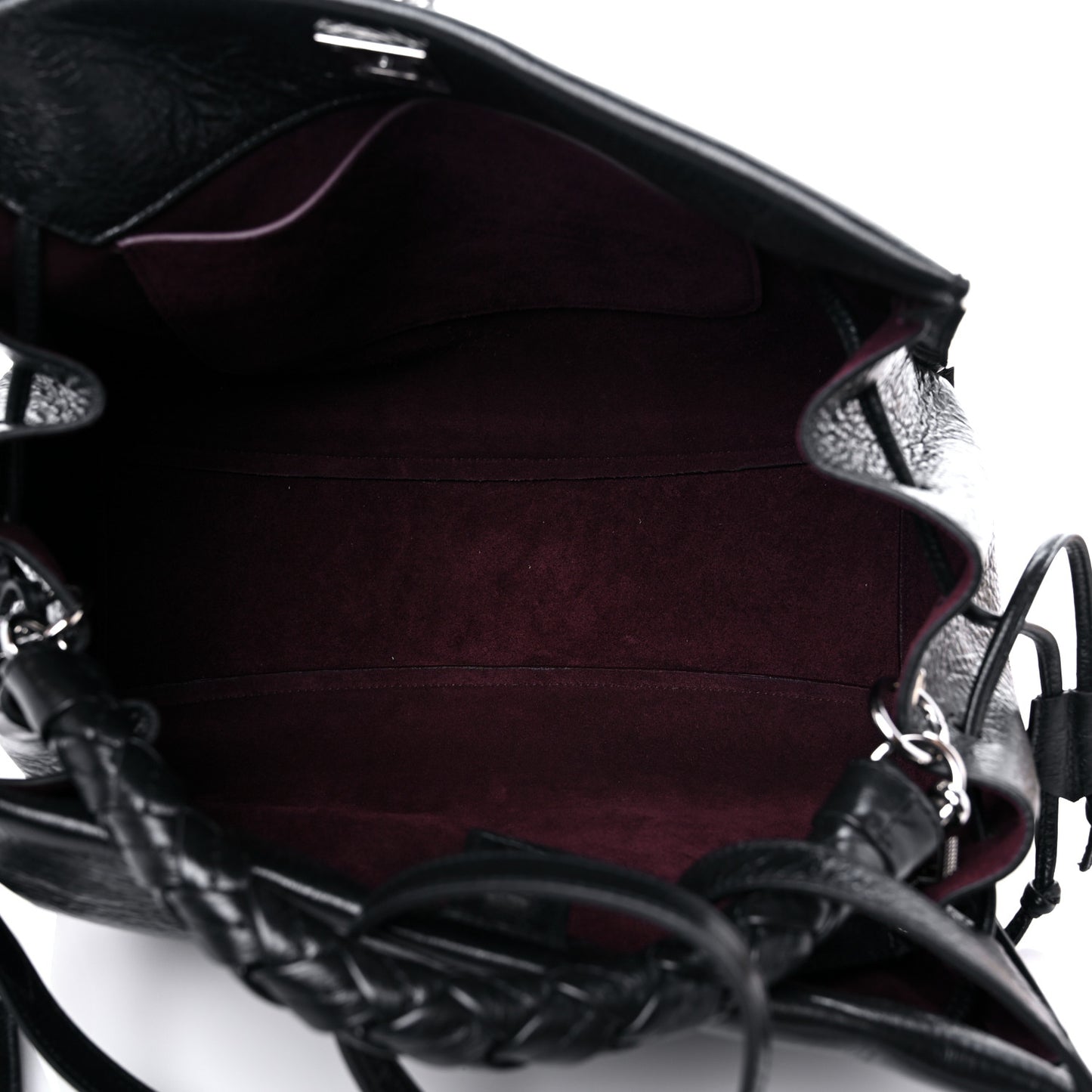 Shiny Calfskin Iris Tote Black