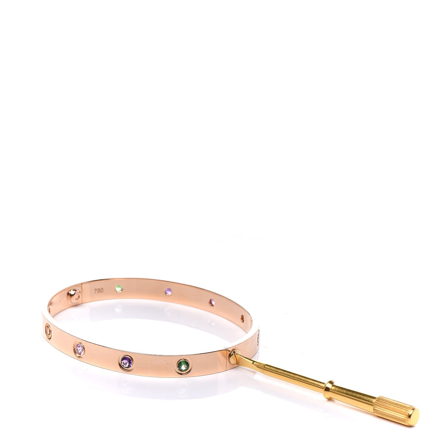 Cartier 18K Pink Gold Sapphire Garnet Amethyst LOVE Bracelet 17 4 of 8