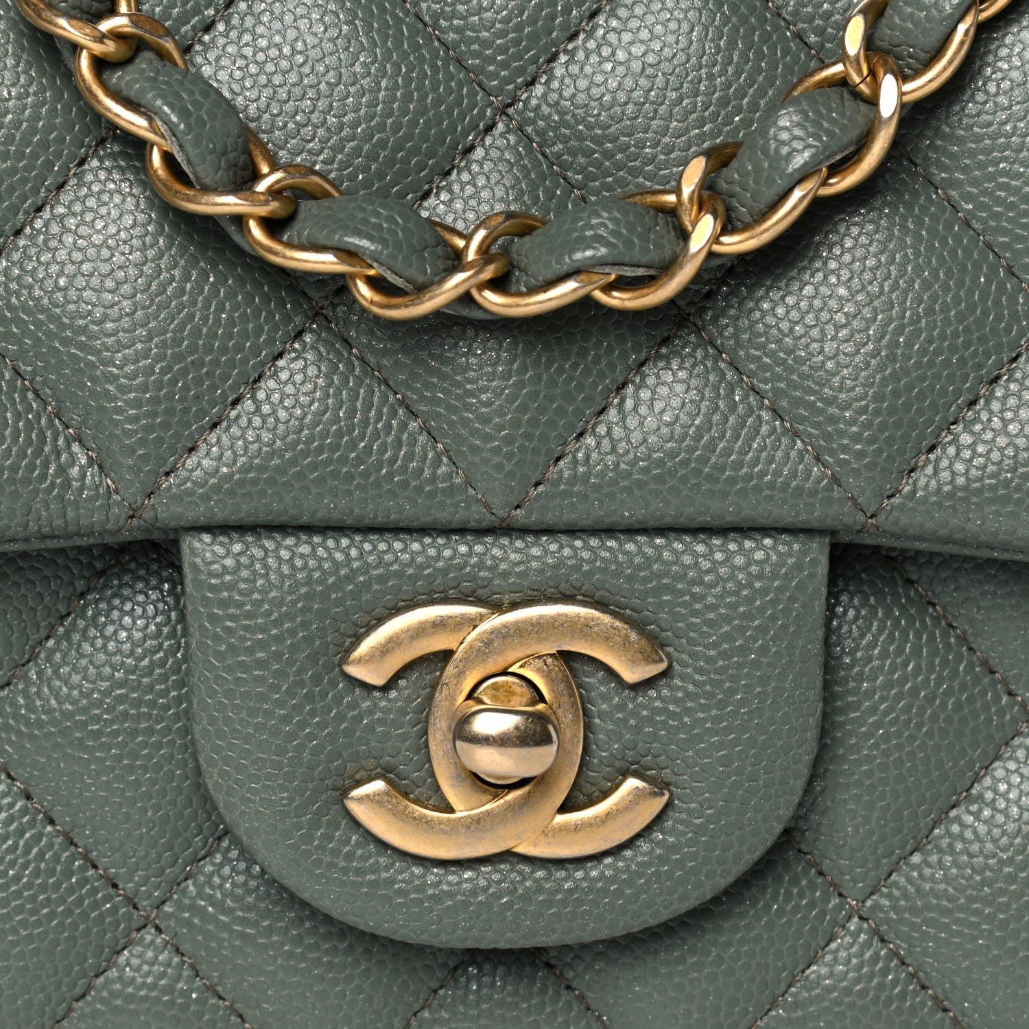 Chanel Iridescent Caviar Quilted Mini Rectangular Flap Green 8 of 11