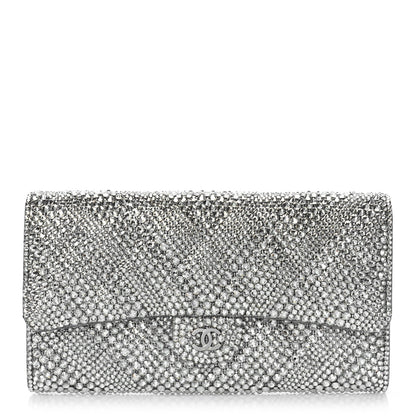 Chanel Crystal Quilted CC Large Gusset Flap Wallet Silver 1 of 10