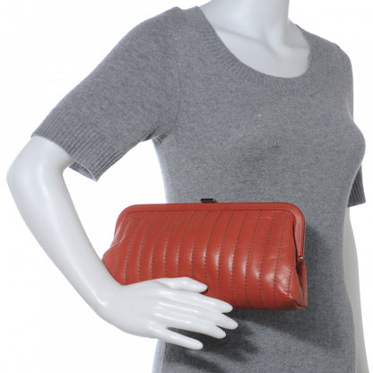 Chanel Lambskin Vertical Quilted Mademoiselle Clutch Salmon 2 of 7