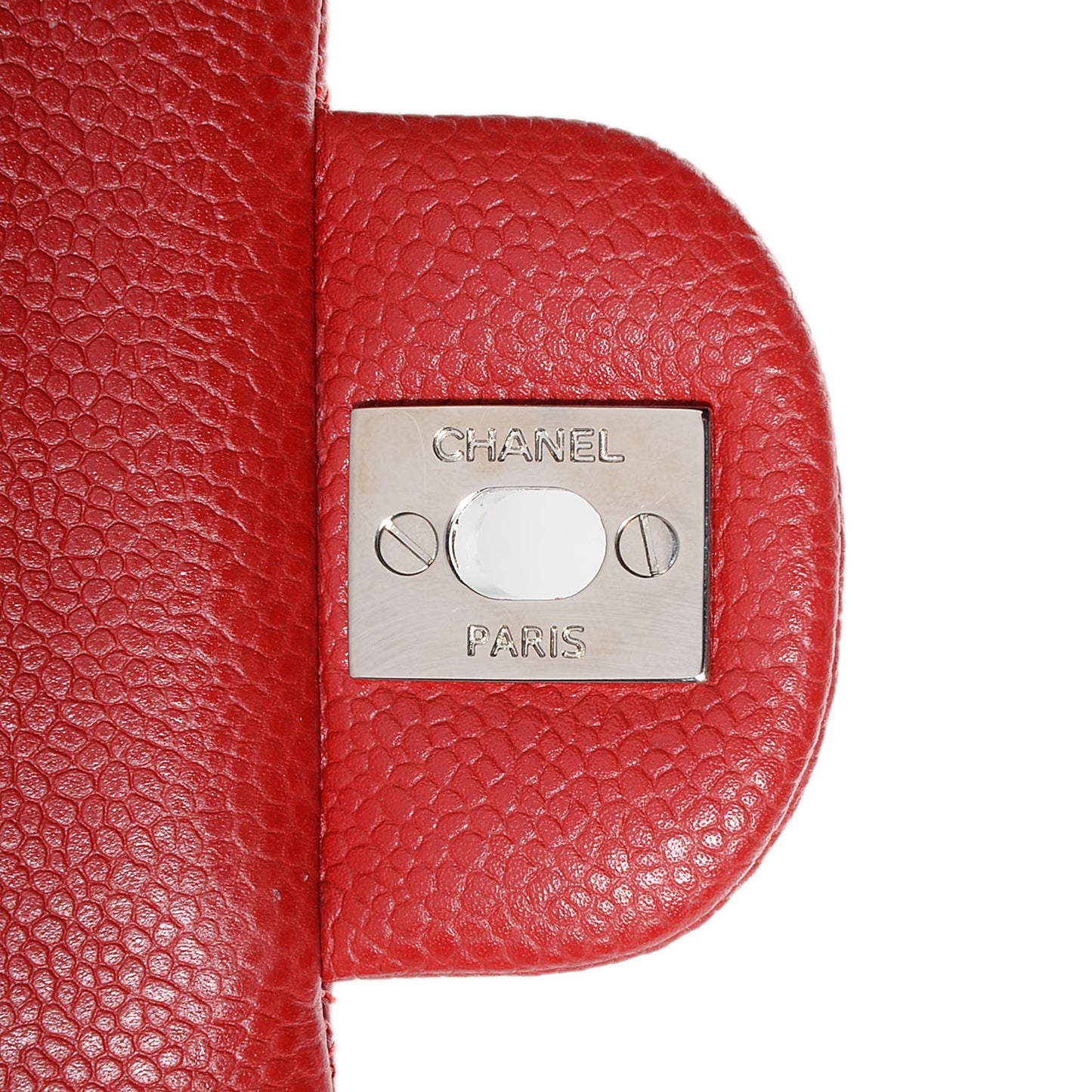 Caviar Quilted Medium Double Flap Red
