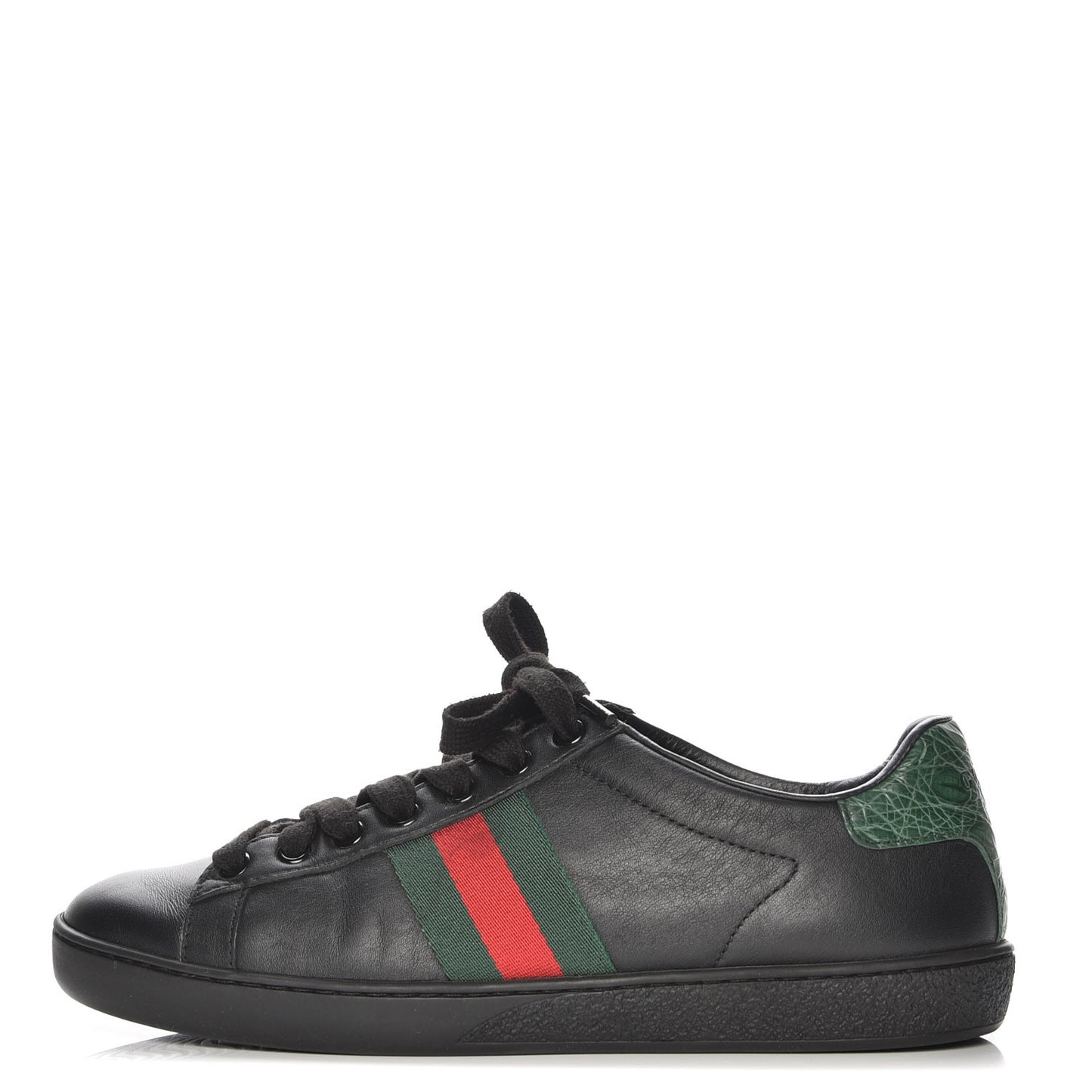 Calfskin Crocodile Web Ace Sneakers 36.5 Black