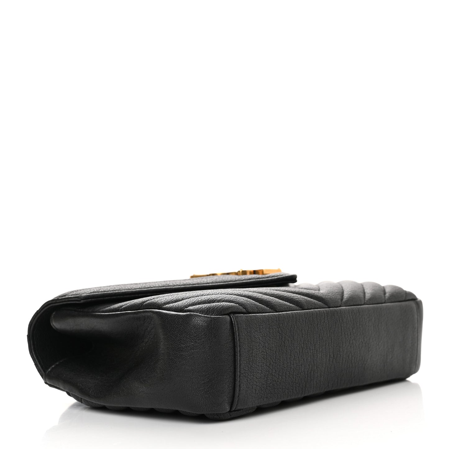 Sheepskin Matelasse Chevron Monogram Medium College Bag Black