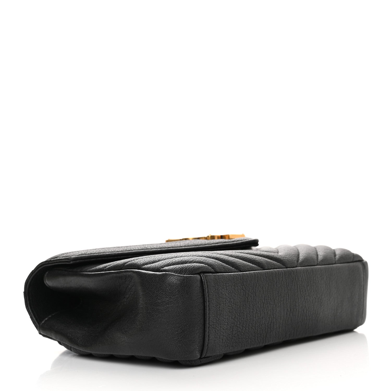 Saint Laurent Sheepskin Matelasse Chevron Monogram Medium College Bag Black 4 of 11