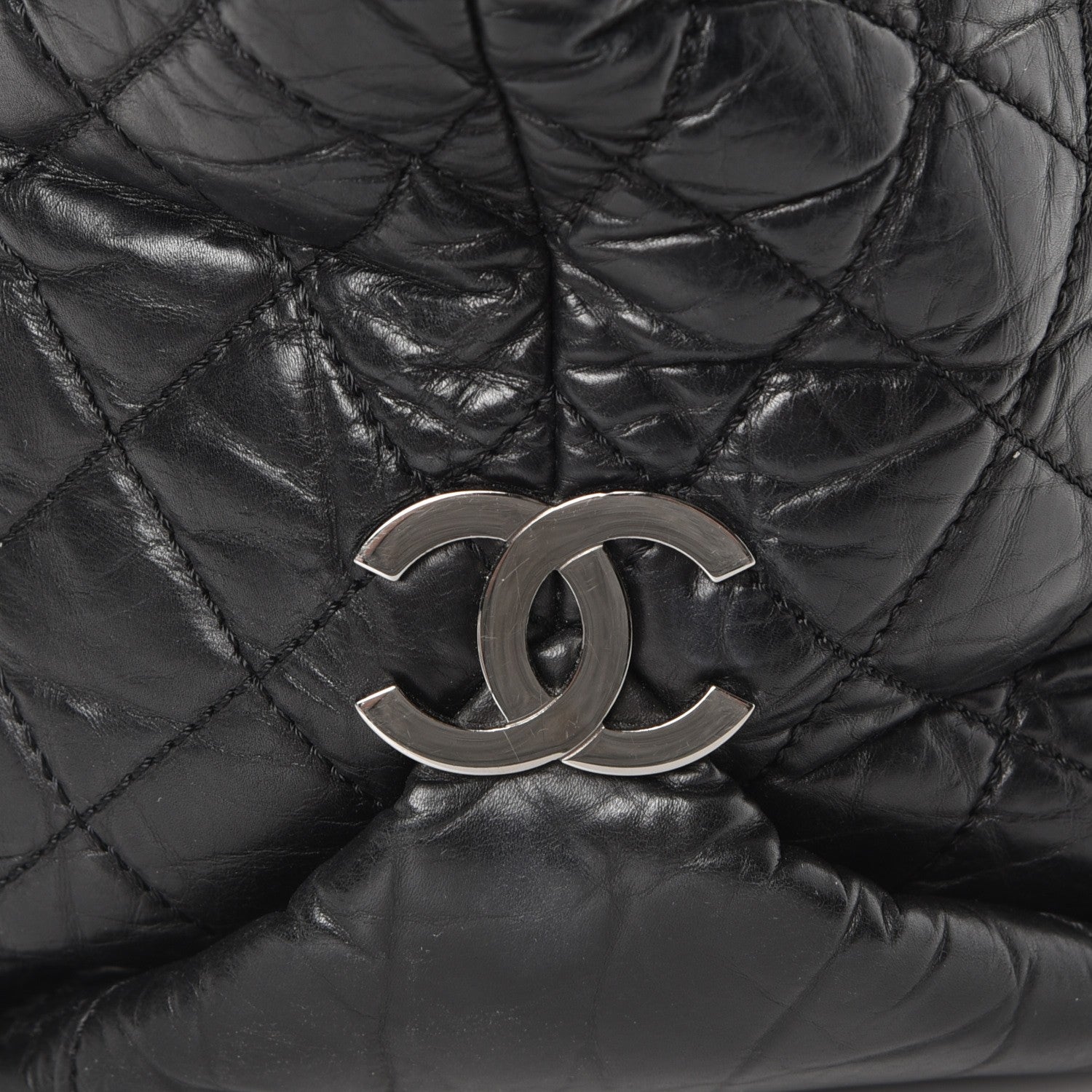 Chanel Distressed Lambskin Vintage Ligne Lady Braid Tote Black 8 of 8