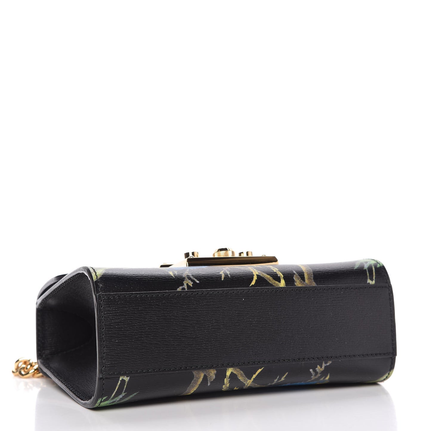Calfskin Tropical Print Small Padlock Shoulder Bag Black Multi