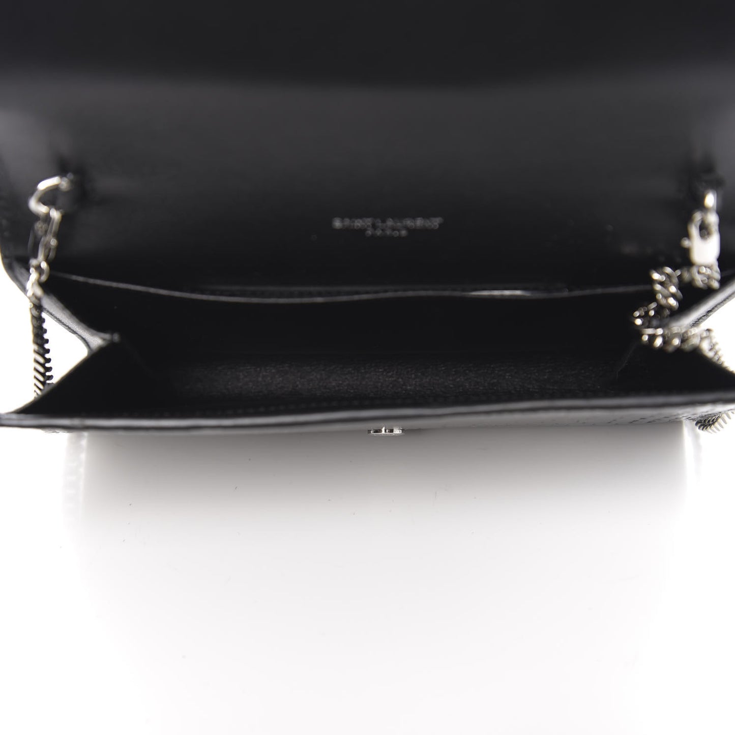 Calfskin Crocodile Embossed Monogram Uptown Chain Wallet Black