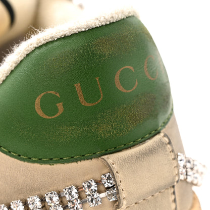 Gucci Nubuck Calfskin Web Removable Crystals Mens Screener Sneakers 7 Dusty Milk New Mystic White 12 of 12
