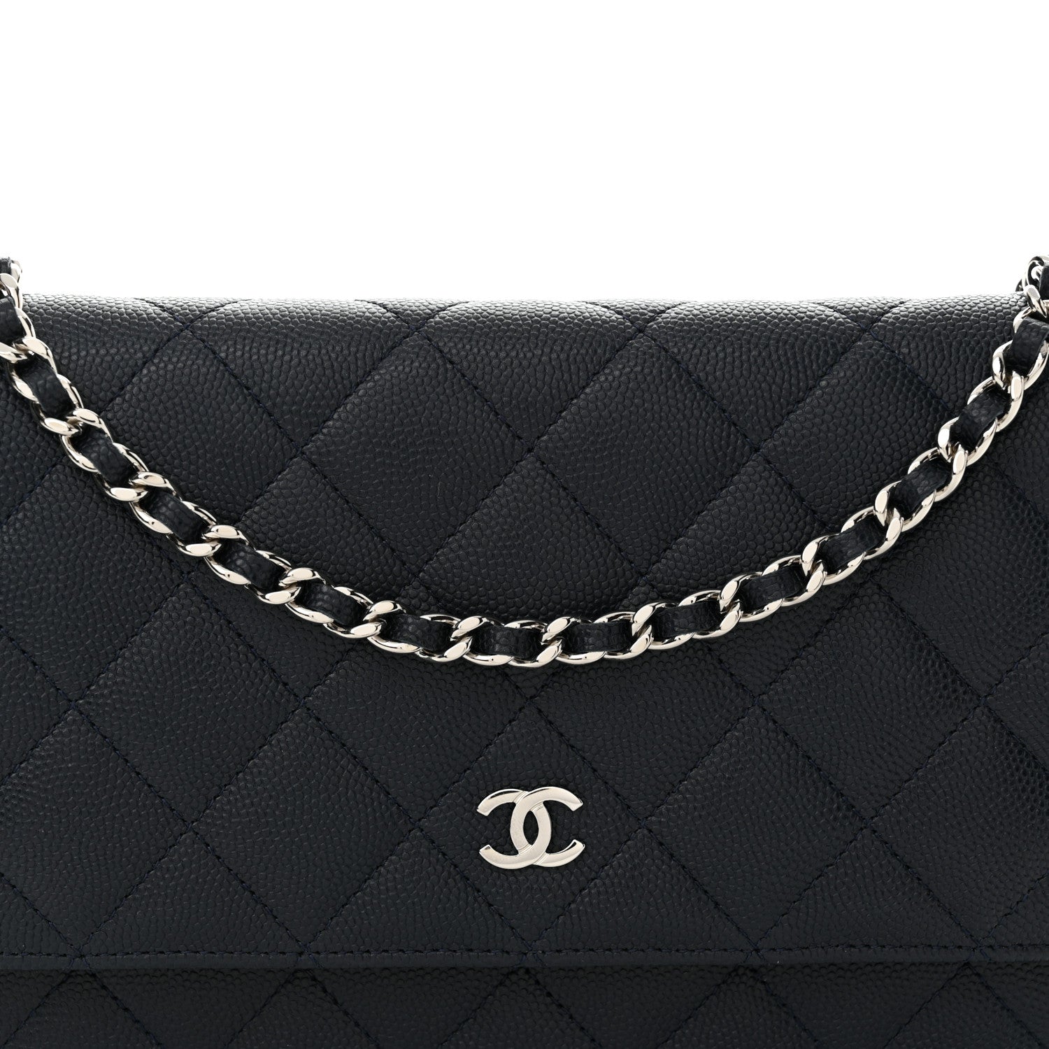 Chanel Caviar Quilted Wallet on Chain WOC Navy Blue 9 of 14