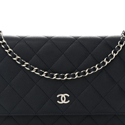 Chanel Caviar Quilted Wallet on Chain WOC Navy Blue 9 of 14