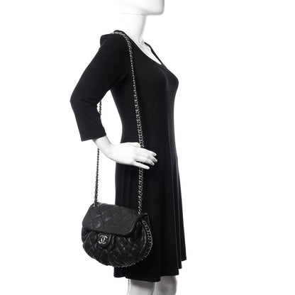 Chanel Washed Lambskin Quilted Medium Chain Around Messenger Black 2 of 15