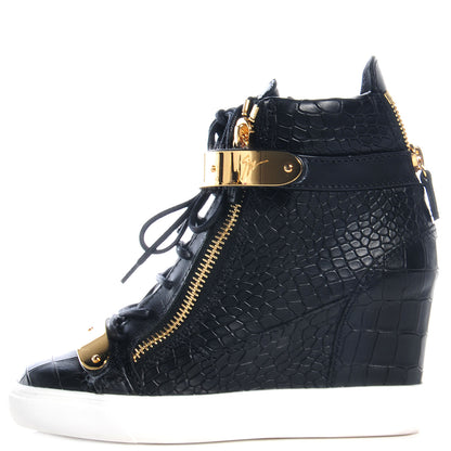 FASHIONPHILE GIUSEPPEZANOTTICrocStampedLorenz75WedgeSneakers37Black 1 of 7