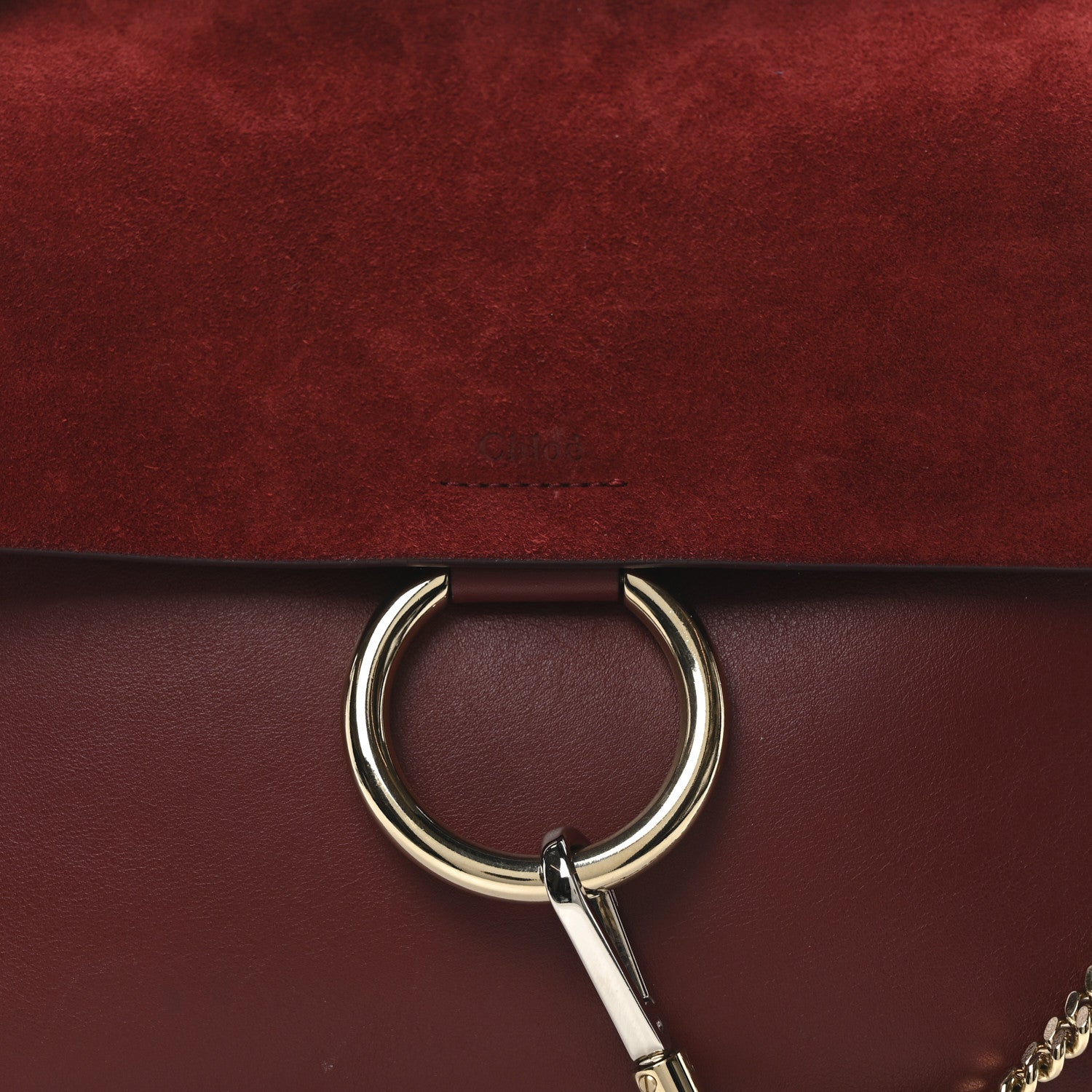 Chloe Calfskin Suede Medium Faye Shoulder Bag Plum Purple 7 of 9