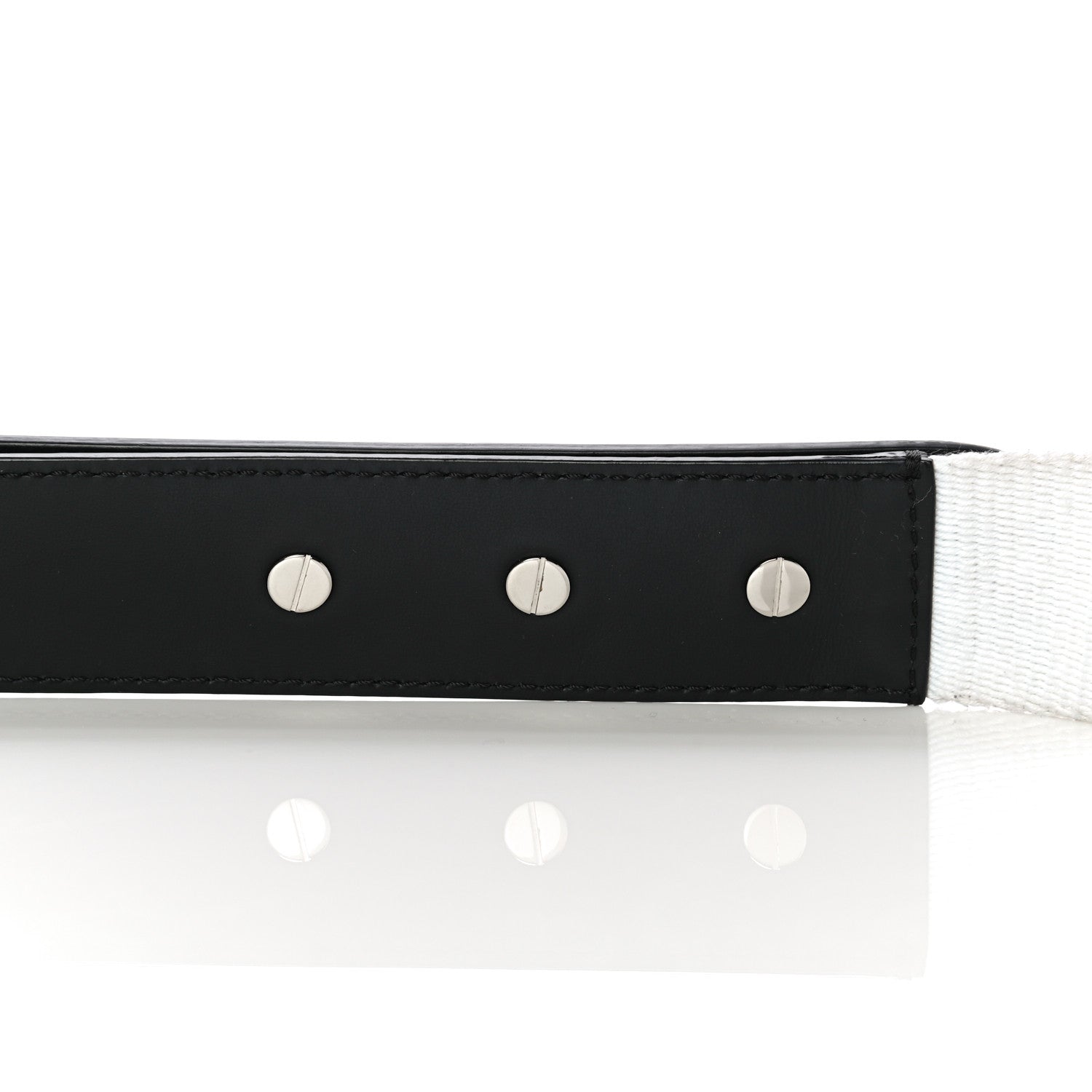 Fendi Canvas Calfskin FF 1974 Studded Strap You Black White 9 of 16