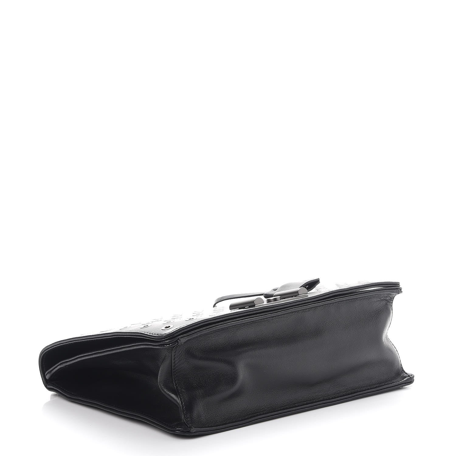 Prada Soft Calf Grommet Lock Flap Chain Shoulder Bag Black 4 of 10