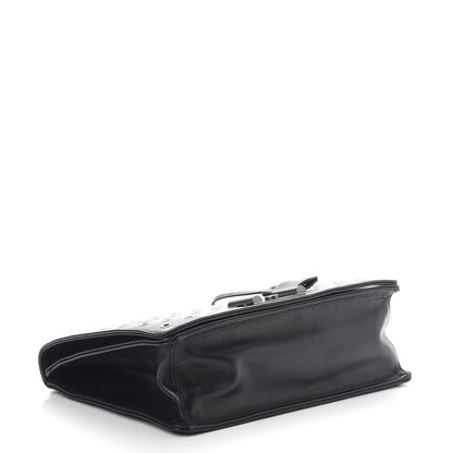 Prada Soft Calf Grommet Lock Flap Chain Shoulder Bag Black 4 of 10