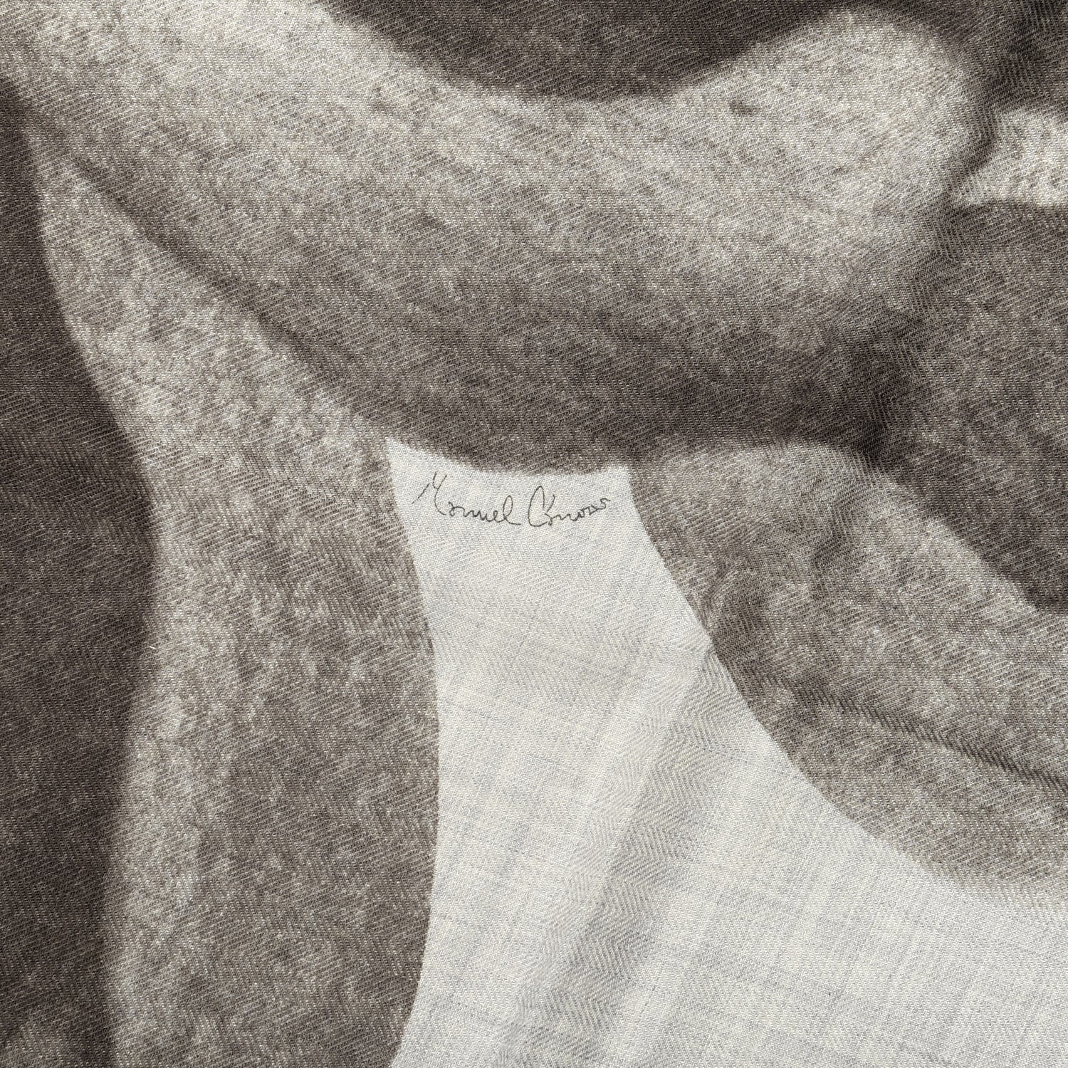 Hermes Cashmere Silk Une Rose Pour Alma Shawl 140 Gris Chine Sepia 5 of 5