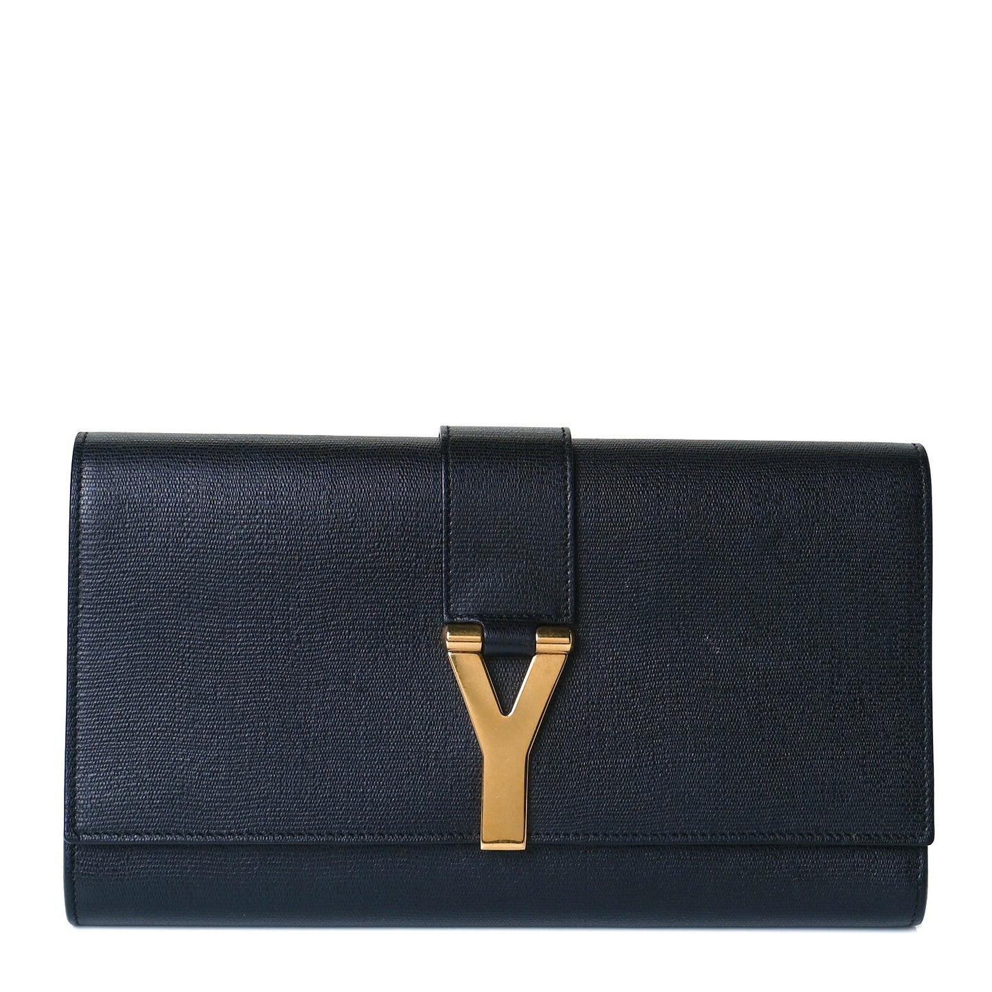 Textured Calfskin Classic Y Ligne Clutch Black