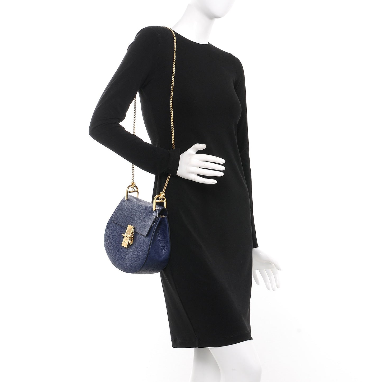 Grained Lambskin Drew Shoulder Bag Royal Navy