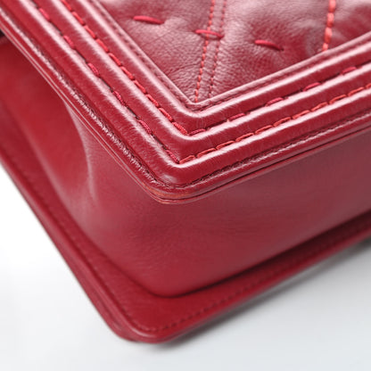 Chanel Calfskin Stitched Medium Boy Flap Red 12 of 16