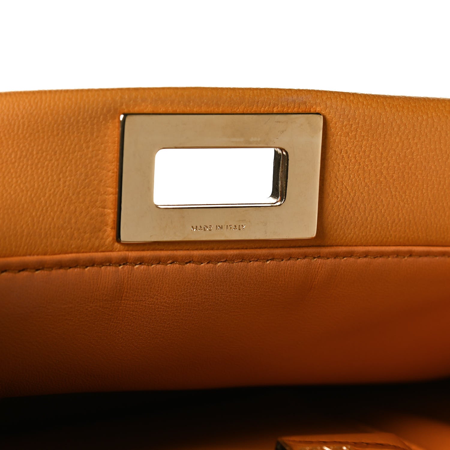 Fendi Nappa Mini Peekaboo Iconic Satchel Giallo Syrup 10 of 11