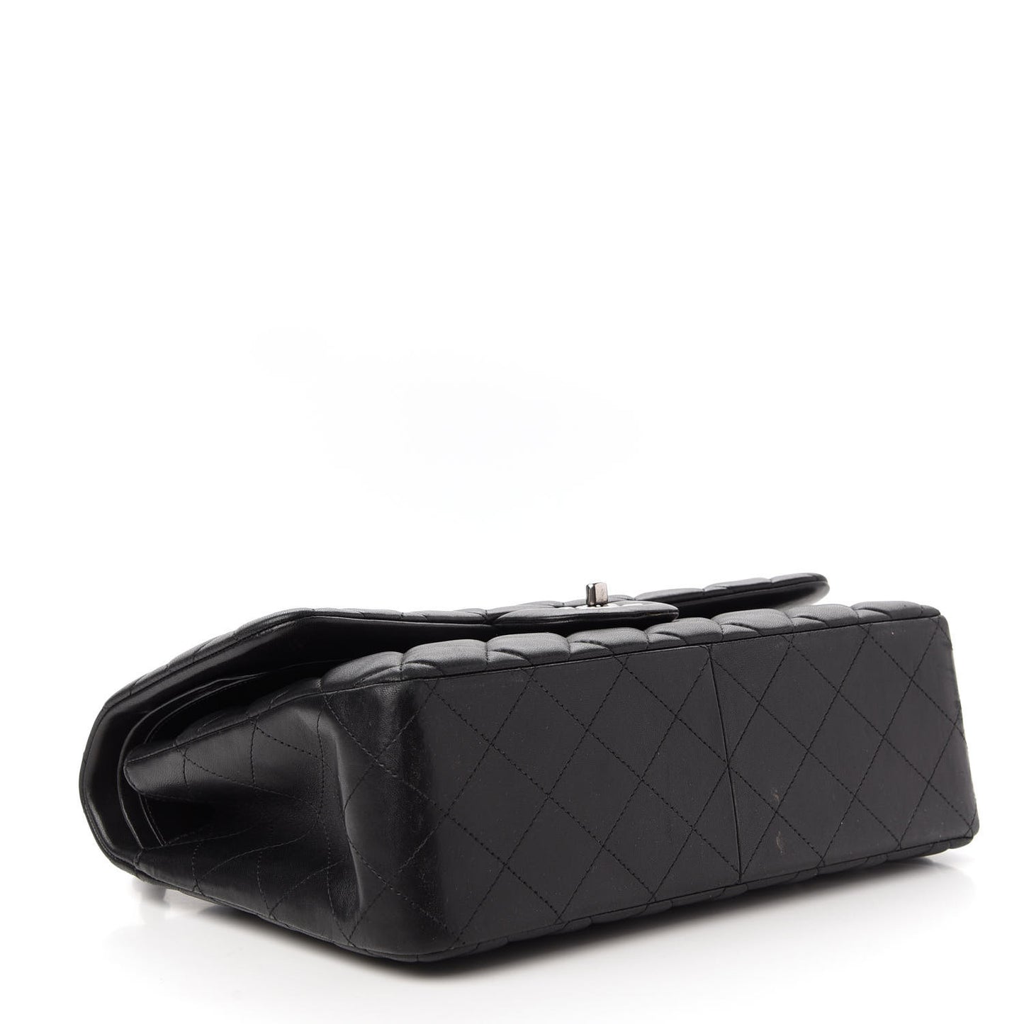 Lambskin Quilted Jumbo Double Flap Black