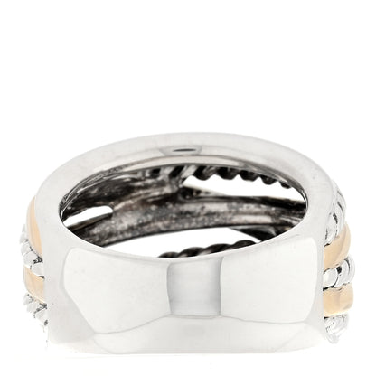 David Yurman Sterling Silver 14K Yellow Gold Wide Crossover Ring 57 8 3 of 4