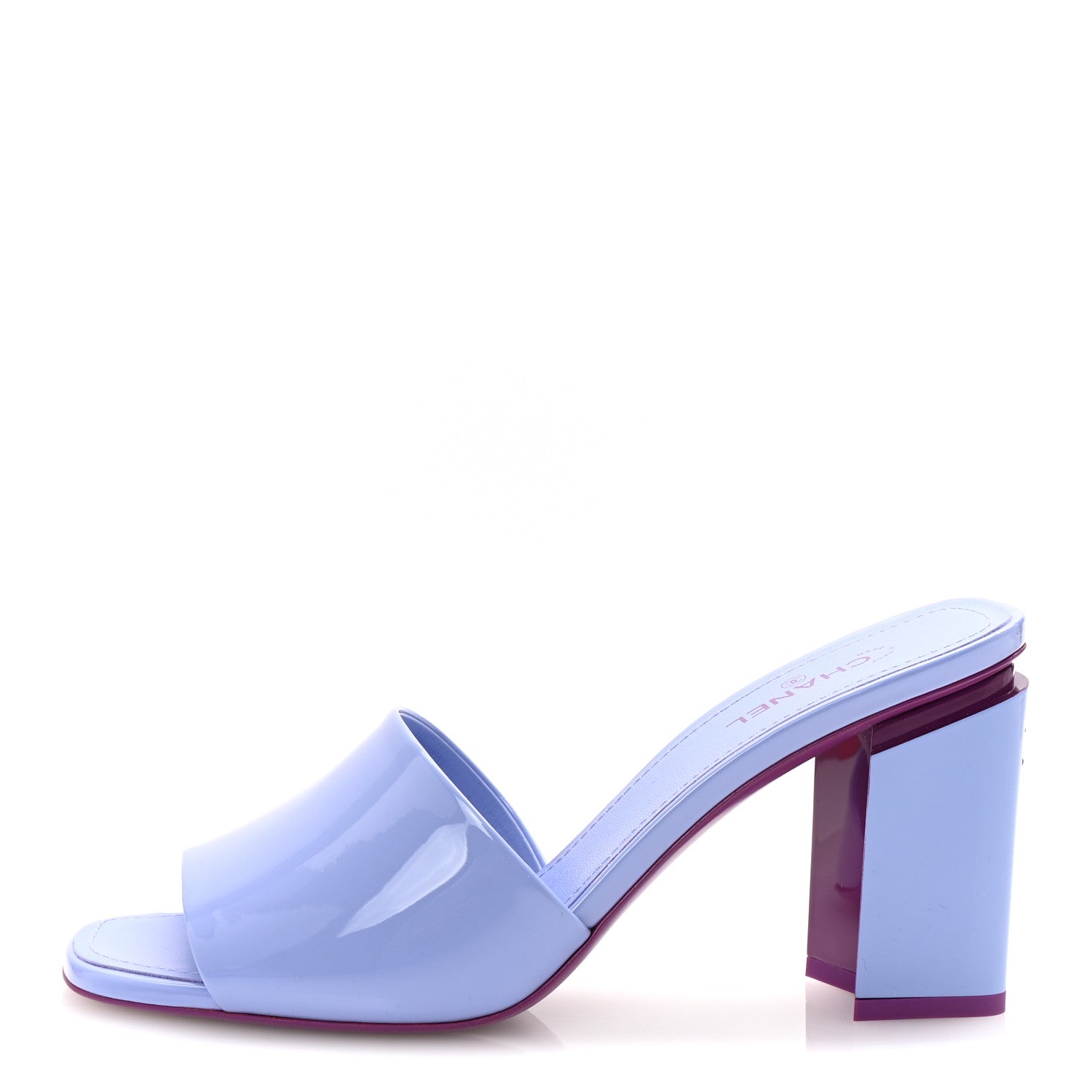 Chanel Patent Calfskin CC Mules 40 Light Purple Dark Purple 1 of 10