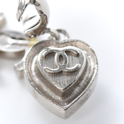 Chanel Crystal Heart CC Drop Clip On Earrings Silver 4 of 4