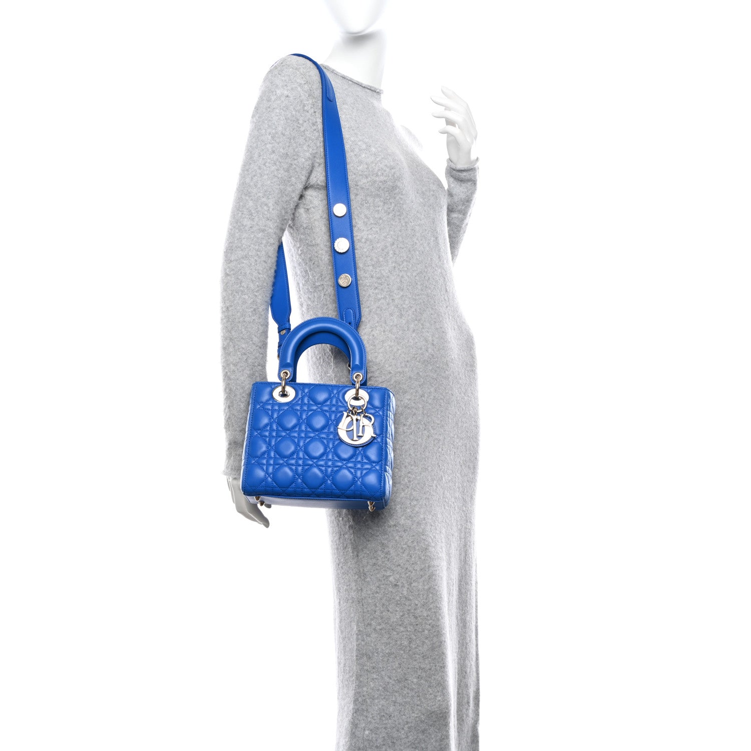 Christian Dior Lambskin Cannage Small Lucky Badges My Lady Dior Blue 2 of 11