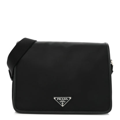 Prada Tessuto Nylon Saffiano Flap Messenger Bag Black 1 of 9