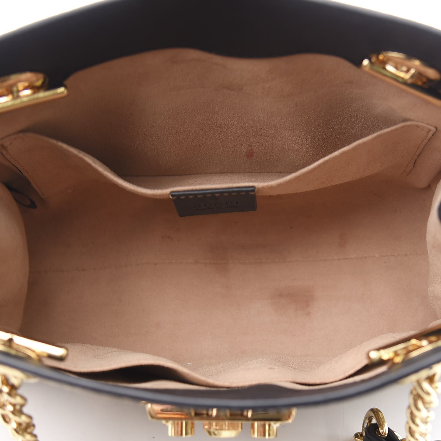Gucci GG Supreme Monogram Bees Small Padlock Tote Beige Oro Black 4 of 13