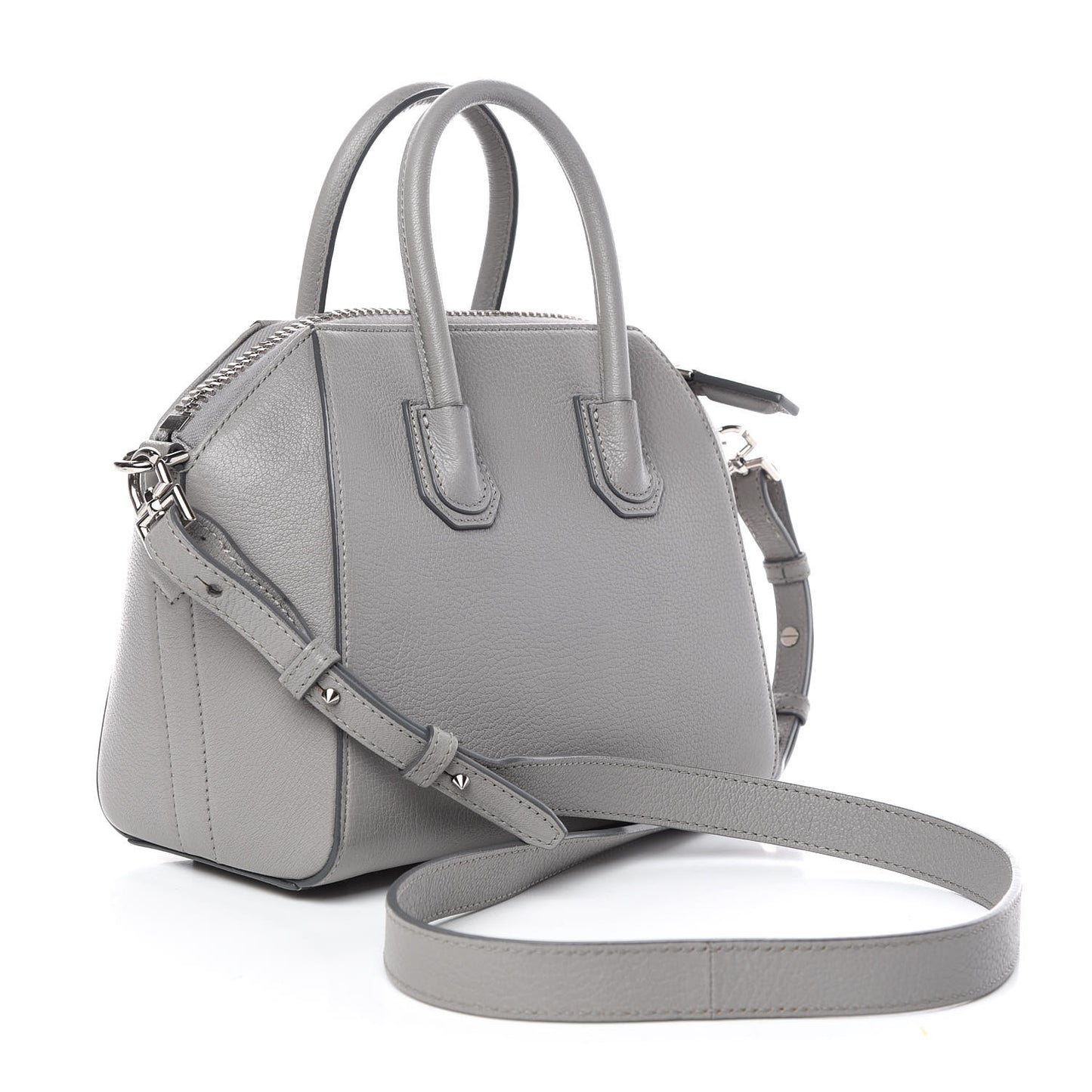 Sugar Goatskin Mini Antigona Pearl Grey