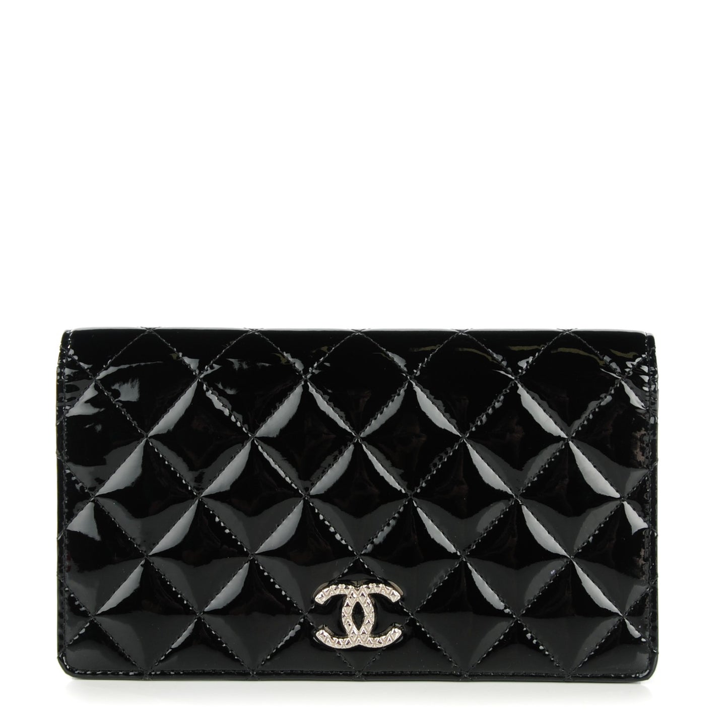 Patent Quilted Brilliant Yen Wallet Black