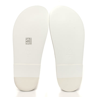 Chanel Lambskin Quilted Velcro Dad Chain CC Slide Sandals 38 White 5 of 9