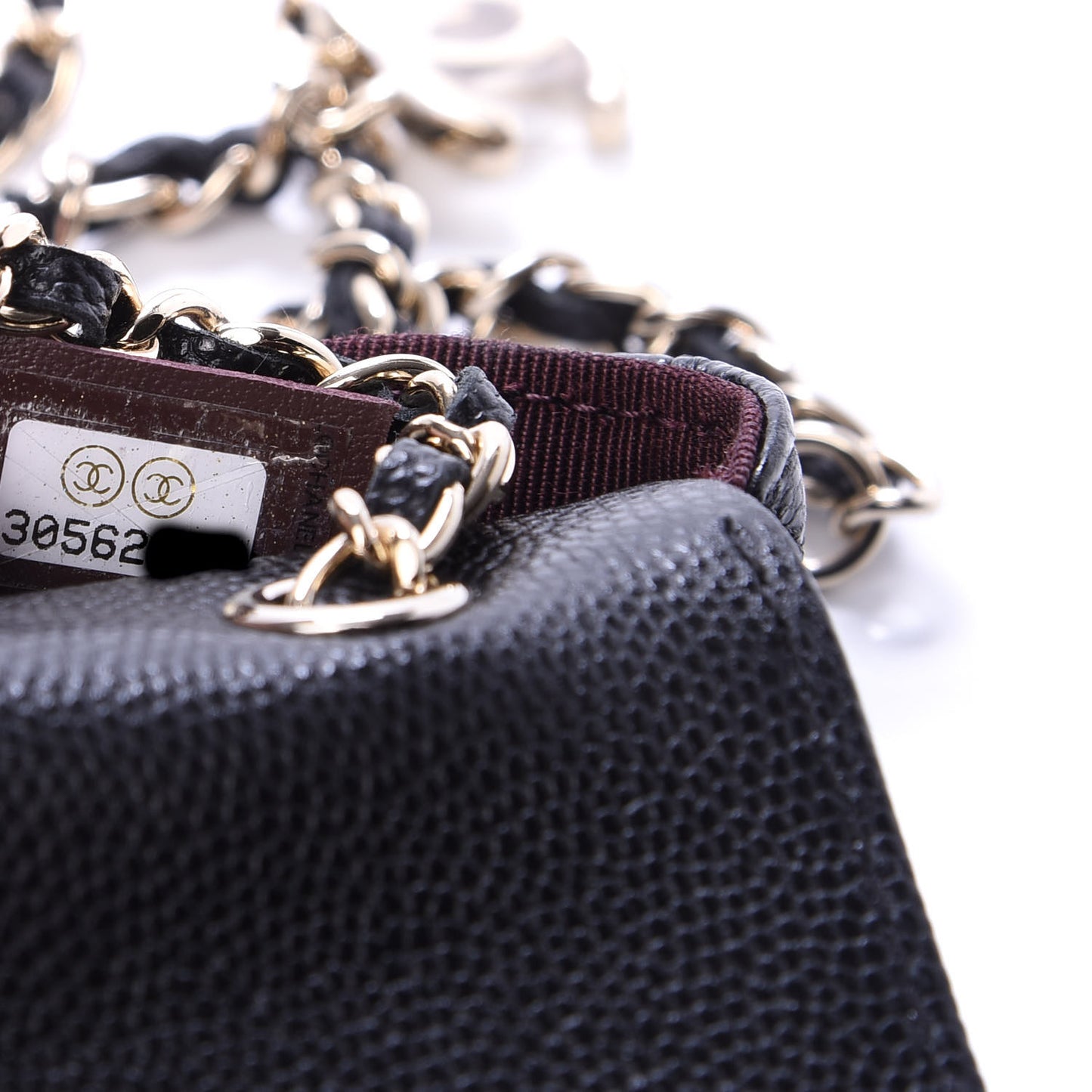Caviar Quilted Flap Chain Waist Bag Black