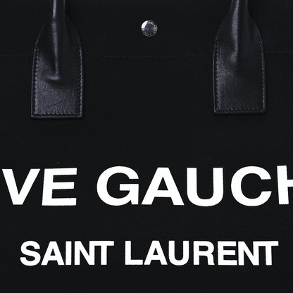 Saint Laurent Linen Calfskin Rive Gauche Tote Black 8 of 13