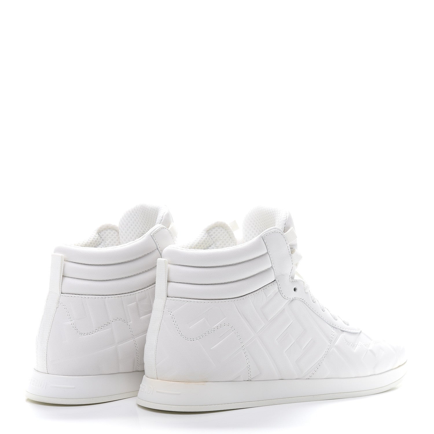 Fendi Nappa Macro FF Embossed Womens High Top Sneakers 37.5 White Ice 4 of 8