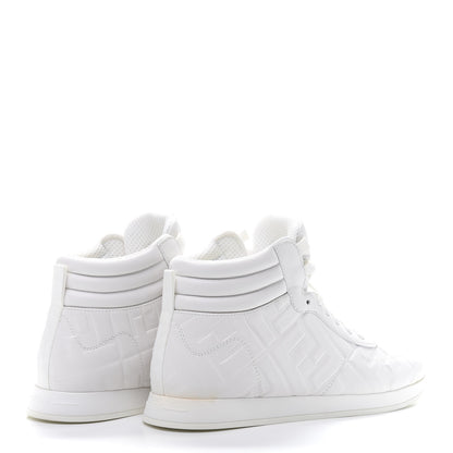 Fendi Nappa Macro FF Embossed Womens High Top Sneakers 37.5 White Ice 4 of 8