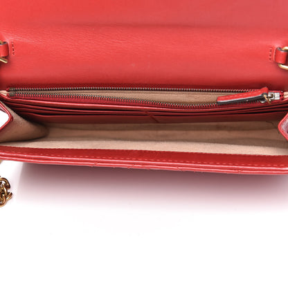 Gucci Calfskin Matelasse Mini GG Marmont Chain Wallet Hibiscus Red 5 of 17