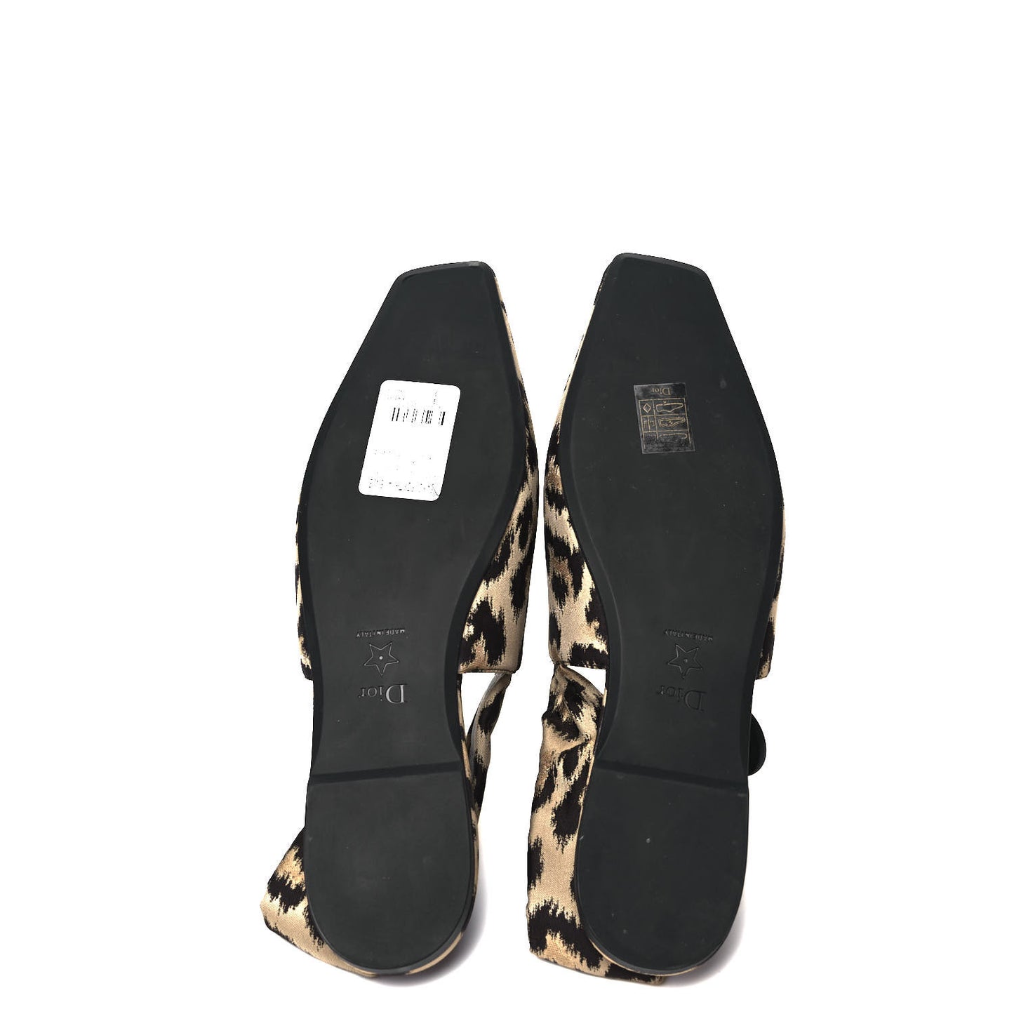 Nylon Leopard Print Mizza Slingback Flat 41 Beige Multicolor