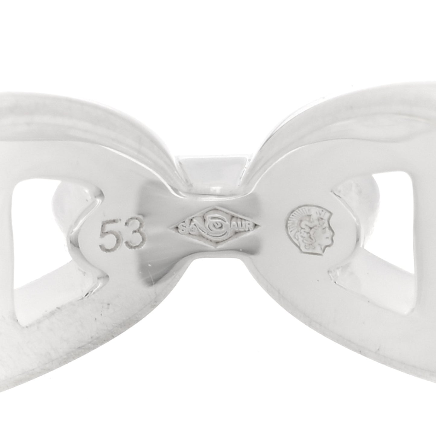 Sterling Silver PM Chaine d'Ancre Enchainee Band Ring 53 6.5