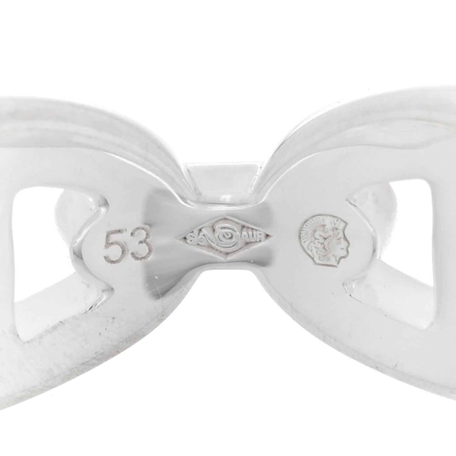 Hermes Sterling Silver PM Chaine d'Ancre Enchainee Band Ring 53 6.5 7 of 9