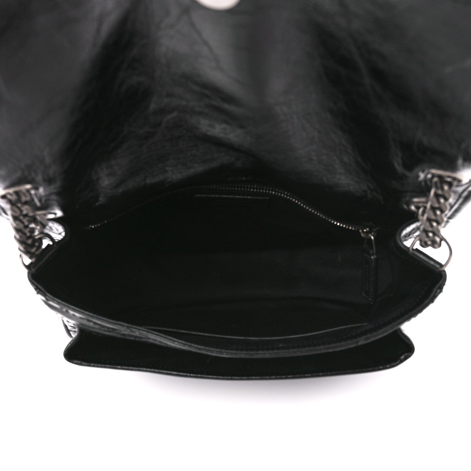 Saint Laurent Crinkled Calfskin Matelasse Monogram Medium Niki Chain Satchel Black 5 of 12