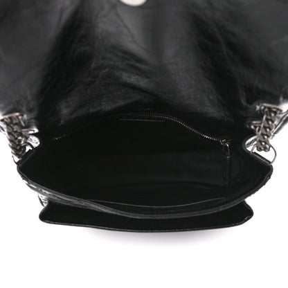 Saint Laurent Crinkled Calfskin Matelasse Monogram Medium Niki Chain Satchel Black 5 of 12