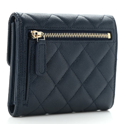 Chanel Caviar Quilted Compact Flap Wallet Navy 3 of 12