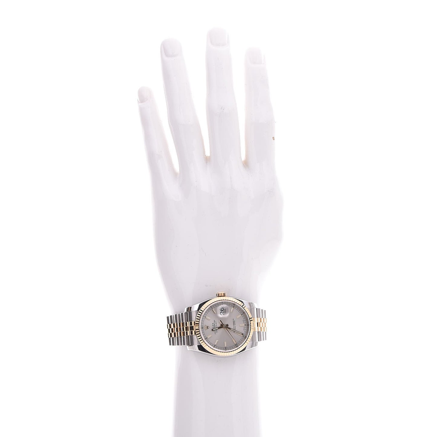 Stainless Steel 18K Yellow Gold 36mm Oyster Perpetual Datejust Watch Silver 116233